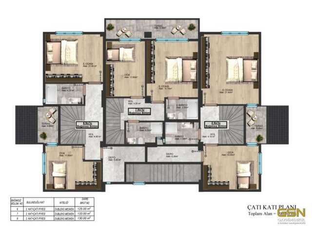 11-KOCAELİ BAŞİSKELE’DE 2+1 ÇATI DUBLEKS 