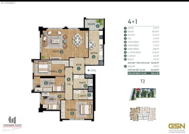 3-KARTAL TEKNİK YAPI YÜCEL PARK TAPUSU HAZIR 4+1 DAİRE