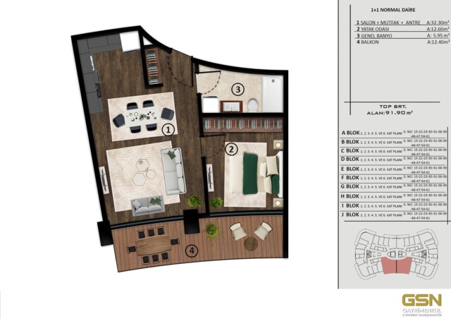 3-ÇAYIROVA AKSE'DE ZERAY MEVA ANADOLU SİTESİNDE SATILIK 1+1 DAİRE