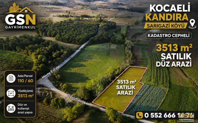KOCAELİ KANDIRA SARIGAZİ KÖYÜNDE YOLA CEPHE SATILIK TARLA
